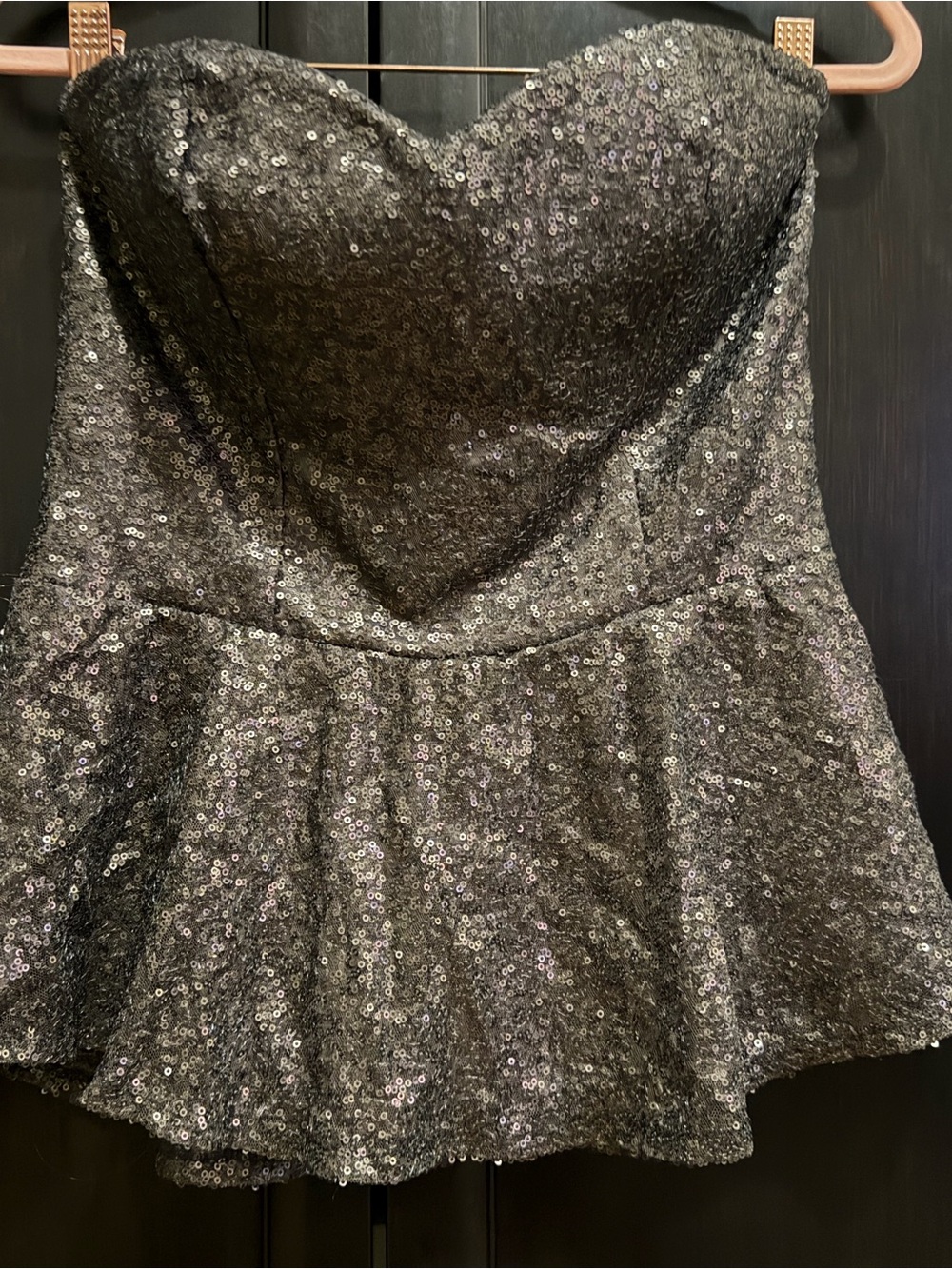 Rue21 Strapless Sequin Peplum Top - Silver Black